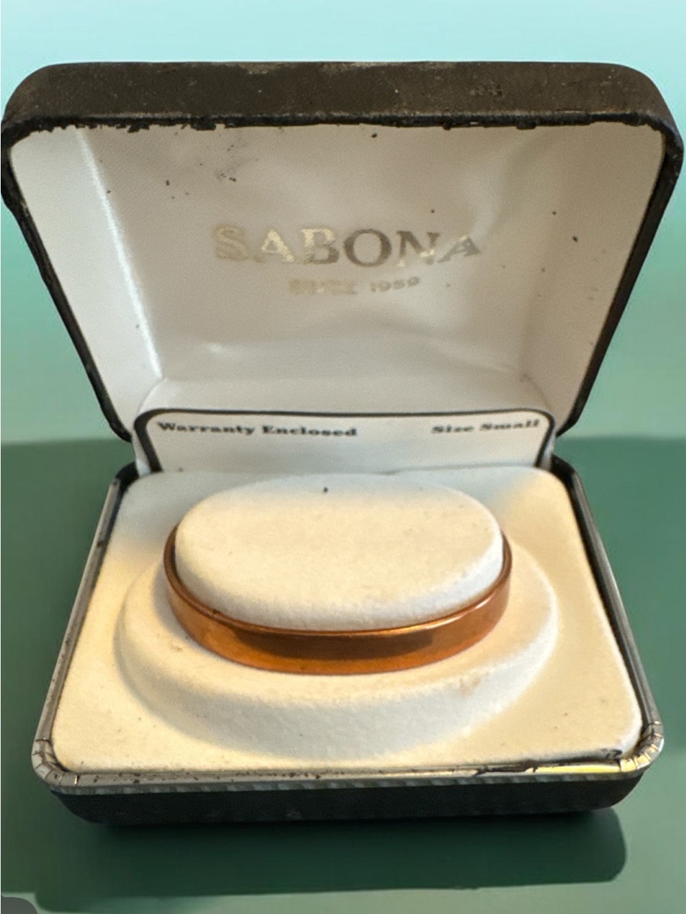 Sabona Amber Resin Ring in Gold-Toned Case